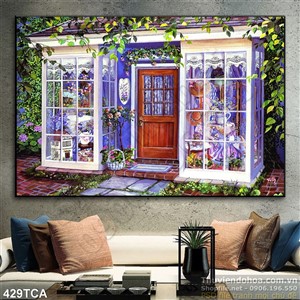 Tranh Sơn Dầu Châu Âu cửa hàng hoa