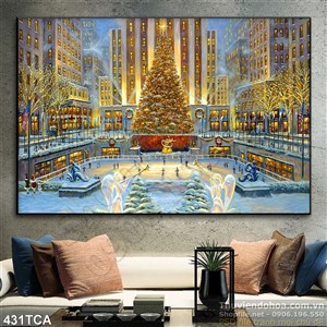 Tranh Sơn Dầu Châu Âu đêm Noel