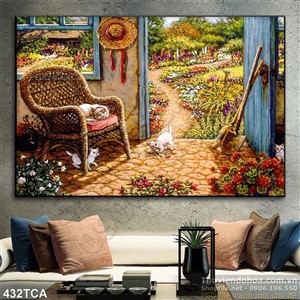 Tranh Sơn Dầu Châu Âu cảnh vườn