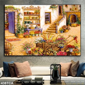 Tranh Sơn Dầu Châu Âu khuôn viên nhà