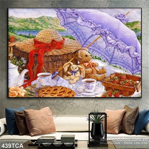 Tranh Sơn Dầu Châu Âu gấu bông