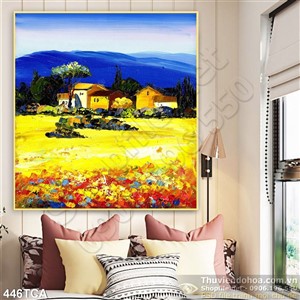 Tranh Sơn Dầu Châu Âu cánh đồng hoa
