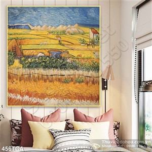 Tranh Sơn Dầu Châu Âu cánh đồng lúa vàng