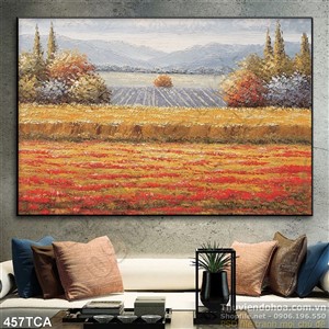 Tranh Sơn Dầu Châu Âu cánh đồng hoa