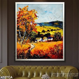 Tranh Sơn Dầu Châu Âu cánh đồng màu thu