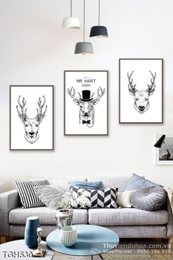 Tranh ghép con nai đội mũ