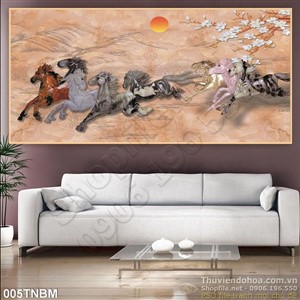 Tranh Bát Mã, Tranh Ngựa Psd mùa xuân