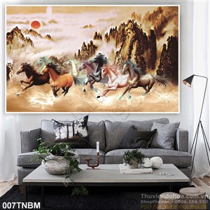 Tranh Bát Mã, Tranh Ngựa Psd phong thủy đẹp