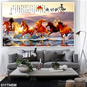 Tranh Bát Mã Psd thư pháp đẹp