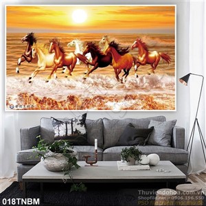 Tranh Bát Mã Psd và hoàng hôn