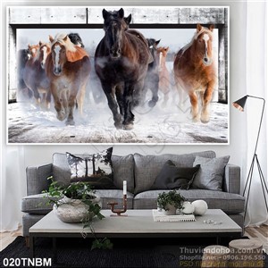 Tranh Bát Mã Psd treo tường phòng khách