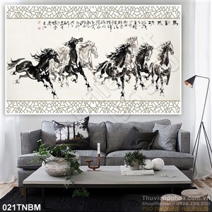 Tranh Bát Mã Psd thư pháp đẹp