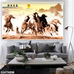 Tranh Bát Mã Psd thư pháp