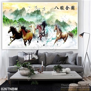 Tranh Bát Mã Psd phong thủy