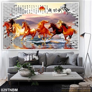 Tranh Bát Mã Psd thư pháp treo tường