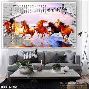 Tranh Bát Mã Psd dán tường