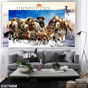 Tranh Bát Mã Psd thư pháp nghệ thuật