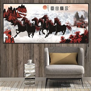 Tranh Bát Mã Psd thư pháp đẹp