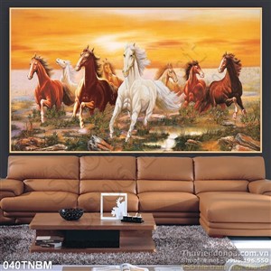 Tranh Bát Mã Psd trang trí phòng khách