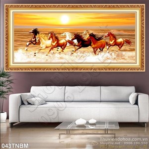 Tranh Bát Mã Psd phong thủy treo phong khách