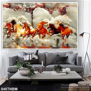 Tranh Bát Mã Psd giả ngọc phong thủy