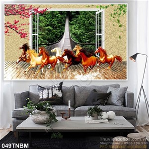 Tranh Bát Mã Psd dán tường đẹp