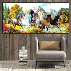 Tranh Bát Mã Psd phong thủy treo tường