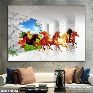 Tranh Bát Mã Psd dán tường nghệ thuật