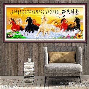 Tranh Bát Mã Psd thư pháp