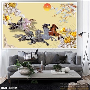 Tranh Bát Mã Psd trang trí Tết