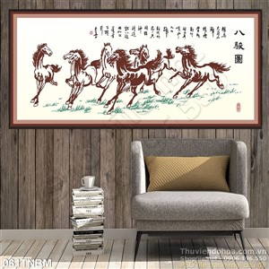 Tranh Bát Mã Psd thư pháp treo tường