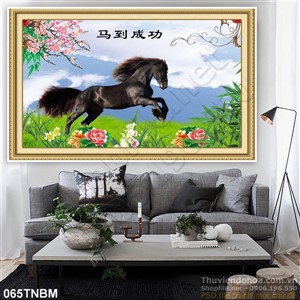 Tranh Ngựa Psd mùa xuân