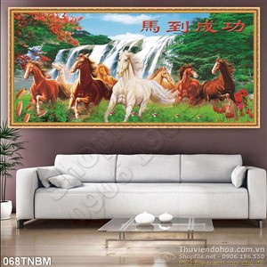 Tranh Bát Mã Psd treo tường phòng khách