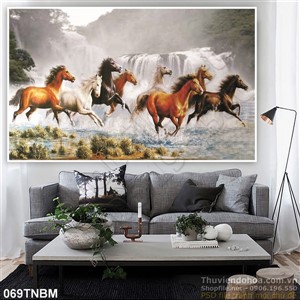 Tranh Bát Mã Psd phong thủy đẹp