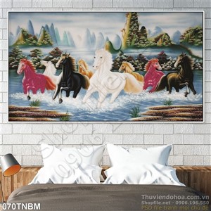 Tranh Bát Mã Psd phong thủy