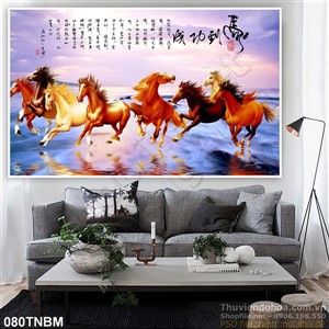 Tranh Bát Mã Psd thư pháp treo tường