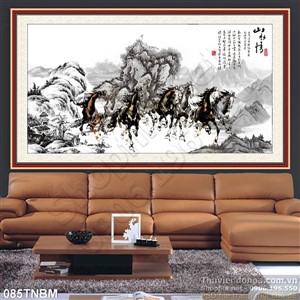 Tranh Bát Mã Psd thư pháp treo tường