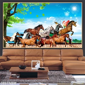 Tranh Bát Mã Psd trang trí tường