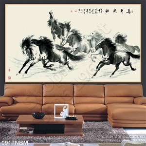 Tranh Bát Mã thư pháp nghệ thuật