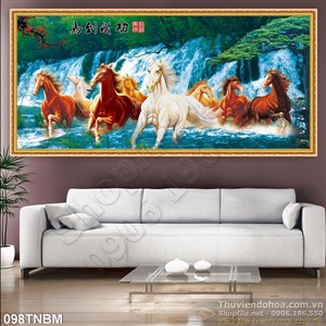 Tranh Bát Mã Psd phong thủy treo tường