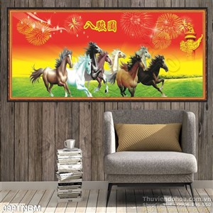 Tranh Bát Mã Psd trang trí Tết