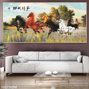 Tranh Bát Mã Psd thư pháp đẹp