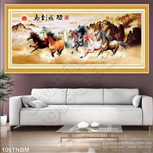 Tranh Bát Mã Psd phong thủy treo tường