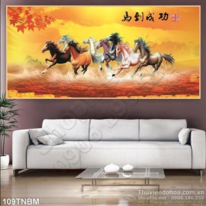 Tranh Bát Mã Psd kim tiền trang trí Tết