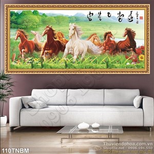 Tranh Bát Mã Psd thư pháp phong cảnh