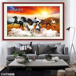 Tranh Bát Mã Psd hoàng hôn