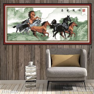 Tranh Bát Mã Psd thư pháp trang trí tường