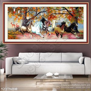 Tranh Bát Mã Psd trang trí phòng khách