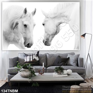 Tranh Ngựa Psd song mã đẹp