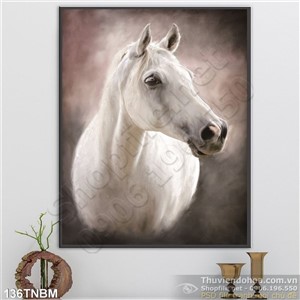 Tranh Ngựa Psd Bạch mã treo tường